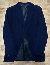 Ladies English Navy Wool Equestrian Cut-Away Side Saddle Jacket By Caldene - 34"