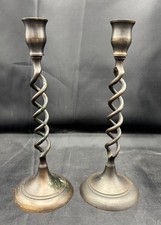 Vintage Pair of Brass Barley Twist Candlesticks The Pier 1980's