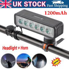 LED Mountain Bike Light Bicycle Torch Front Headlight USB Rechargeable with Horn