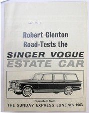 SINGER Vogue Car Road Test Reprint 1963 Sunday Express