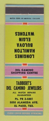 Matchbook cover tabbert - cover,