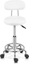 Adjustable Salon Massage Stool Swivel Chair with Upholstered Seat, Rolling Wheel
