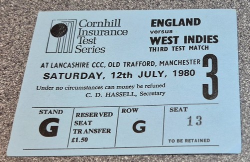 Used cricket ticket england - used,