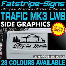 to fit RENAULT TRAFIC MK3 LWB LIVING THE DREAM GRAPHICS STICKER DECAL CAMPER VAN