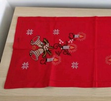 Handmade CHRISTMAS Table Decoration Candles Cross Stitch Embroidery Red Greek