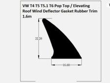VW T4 T5 T5.1 T6 Pop Top / Elevating Roof Wind Deflector Gasket Rubber Trim 1.6m
