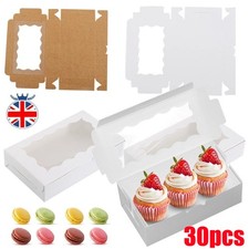 30PCS Cookie Box with Window Bakery Candy Box for Pastry Biscuit Macaron Pie UK