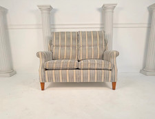 Immaculate Duresta Blenheim 2 Seater Blue Ivory Gold Stripe Sofa - RRP £3,850