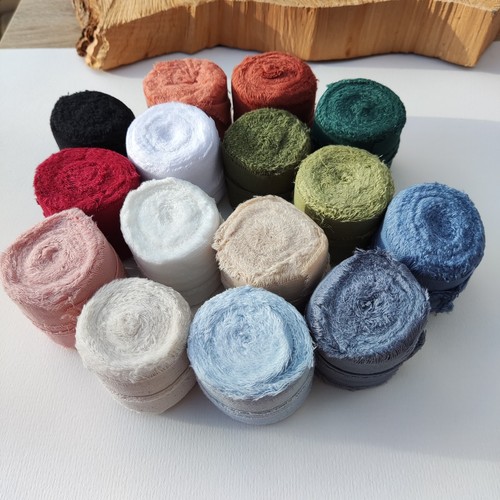 4cm frayed cotton ribbon raw - frayed,