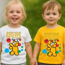 Dancing Pudsey Bear T Shirt Kids Boys Girls Children In Need Spot Day Tee Gift
