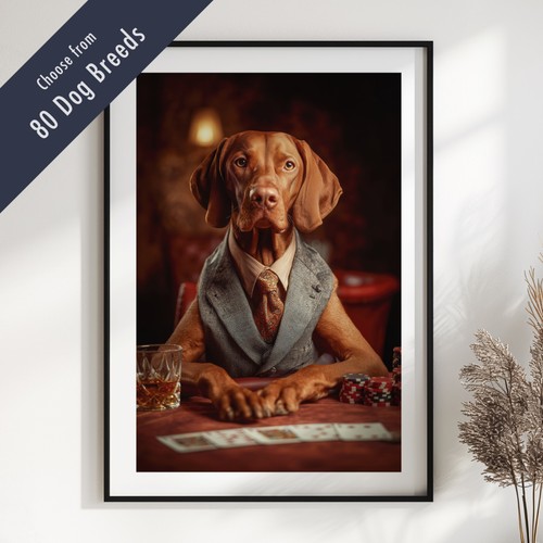 Funny dog playing - dog, poker