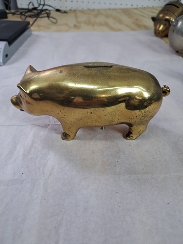 Vtg brass pig piggy - brass,