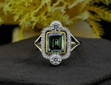 1920s Green Radiant Vintage Engagement Moissanite Vintage Art Deco Ring Gift