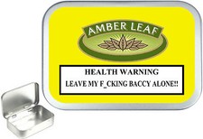 Amber Leaf 1oz Silver Hinged Tobacco Tin,50ml Stash Can, Bait Box. Pill Tin,