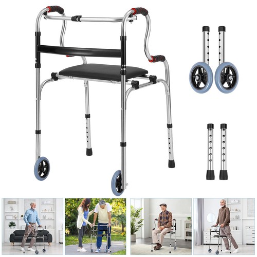 Folding walking frame with - folding,