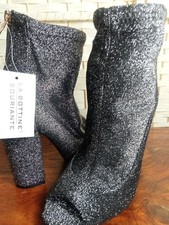 UK 4 Silver Boots Peep Toe