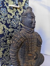 Terracotta Warrior Kneeling Soldier Statue in luxury dragon brocade case