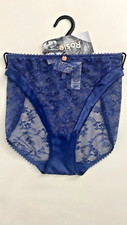 Gorgeous BNWT M&S Rosie @ Autograph slate blue satin & lace high leg briefs