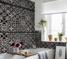 Modern Black tile transfers stickers wall peel and stick mosaic (pack of 18)