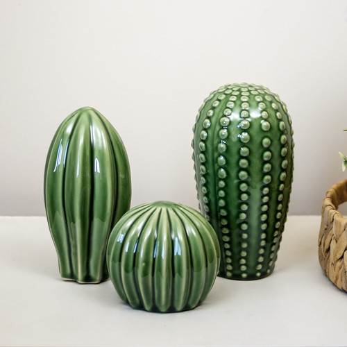 Set green ceramic - green, cactus