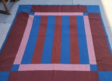 CLASSIC Amish Wool Quilt - Lancaster County - Rare Bars Pattern - 1930s