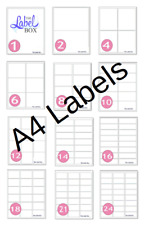 A4 Self Adhesive Labels Stickers for Laser and Inkjet Printers Various Sizes