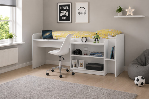 White 3ft single - +, desk