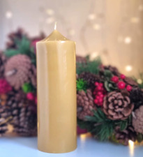 1 x Handmade 100% Pure Beeswax Large Solid Pillar Table Church Candle 17x 6cm