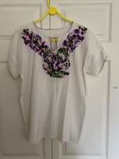 Mexican Embroidered Blouse Large