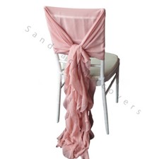 100 Mauve/VintgePnk Chiffon Chiavari Chair Cover Hood & Ruffle Tail Set Wedding 