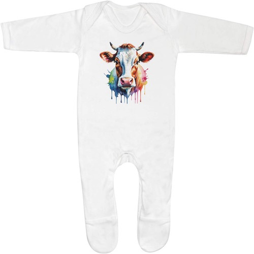 Cow portrait baby romper - 'cow,