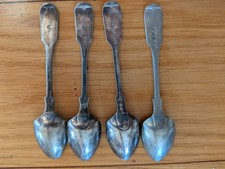 Set Of 4  antique EPNS Teaspoons. Possible Grapefruit Spoons. Hallmarked.
