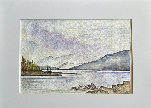 Original watercolour lake - watercolour,