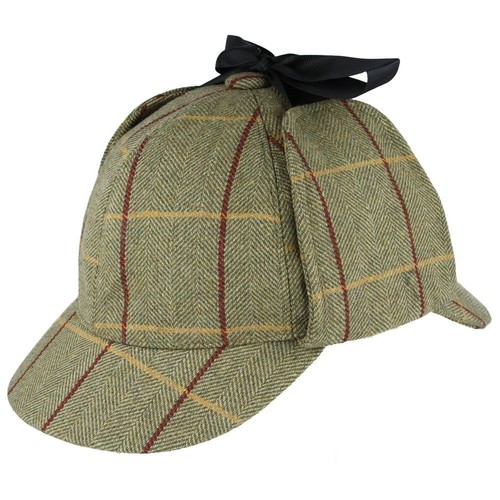 Green wool check tweed - wool,