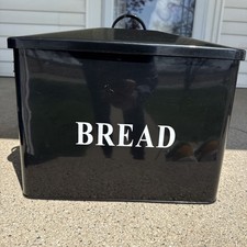 Vintage Black  Metal BREAD Box
