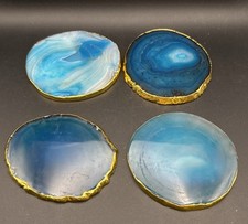 Set of 4 Blue Agate Slice