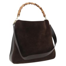 GUCCI Bamboo Hand Bag Suede