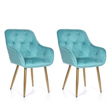 2 x Velvet Dining Chairs Grey
