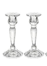 PAIR of TJM VINTAGE CLEAR GLASS CANDLESTICKS (7") set 2 pcs 