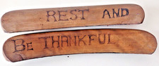 UNUSUAL 2 ANTIQUE / VINTAGE "REST & BE THANKFUL" WOODEN CHAIR PARTS