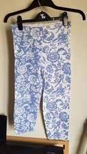 Boots Beach Collection Blue & White Floral Print Leggings Size 14