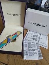 Silver Match Ladies Slim Art Deco Inspired Lighter In Original Box Great Cond