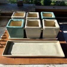 High Quality Ceramic Glazed Plant Pot Set With Matching Tray Made In Vietnam