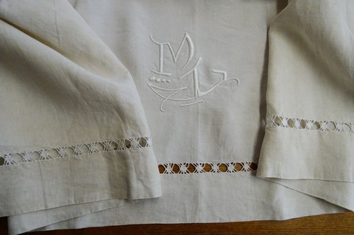 Vintage french linen sheet - vintage, ml