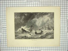 Original Old Antique Print