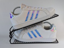 Adidas Grand Court Iridescent Trainers UK 4 – White & Holographic – 