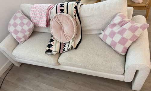 Cream bouclé seater sofa - cream,