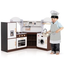 Kids Corner Kitchen Playset Wooden Play Kitchen with Washing Machine