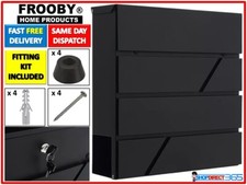BLACK LARGE LETTER BOX POST MAIL BOX WALL MOUNTED MODERN LOCKABLE WITH KEYS 49-1