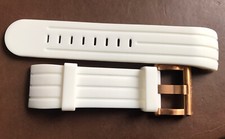 Genuine TW Steel Grandeur White Rubber Watch Strap Rose Gold Buckle 24mm TWB135